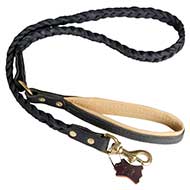 Handcrafted, Braided Leather, Extra Strong Dog Leash with Soft Handle