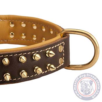 Brown Leather Dog Collar for Mastiff Size