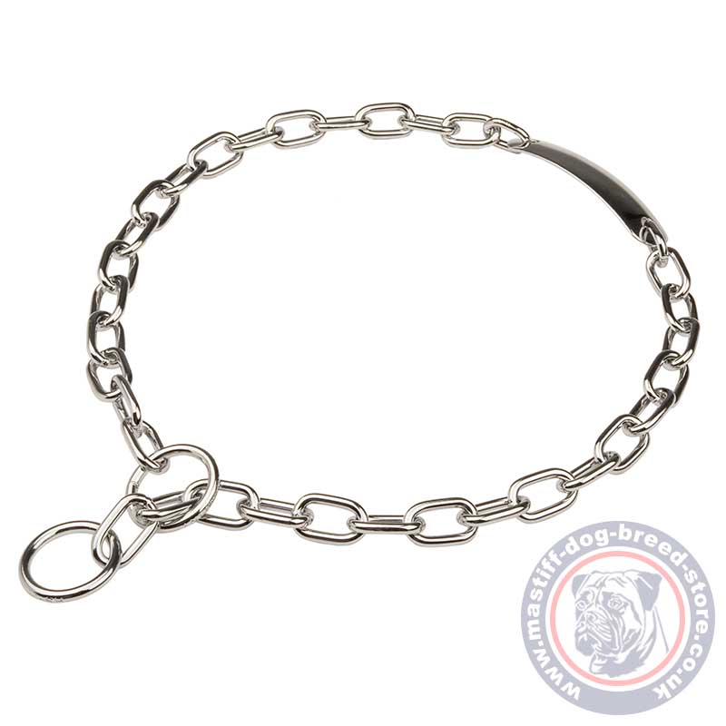 Get Dog Chain with Name Plate, Optimal MediumWide Links