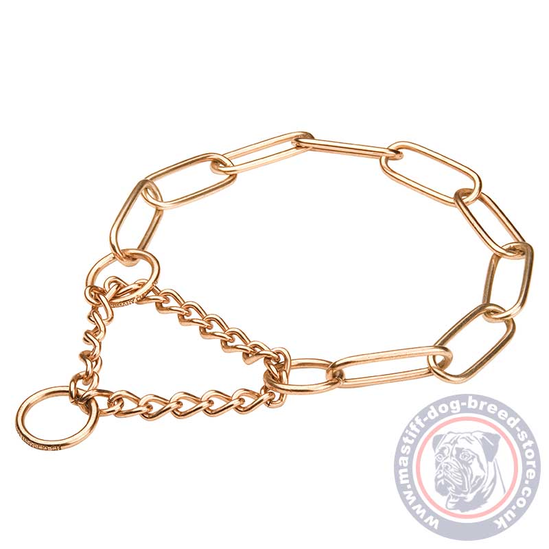 Martingale Dog Collar Chain of 4 mm Curogan Wire Gauge mastiffdog