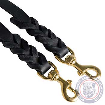 Braided Leather Dog Lead for Two Dogs