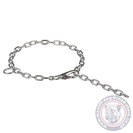 Mastiff Chain Collar with Lock, Glossy Chrome-Plated Steel