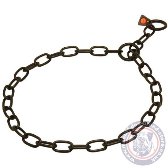 Mastiff Chain Collar with Medium Links, Top Quality Black Steel