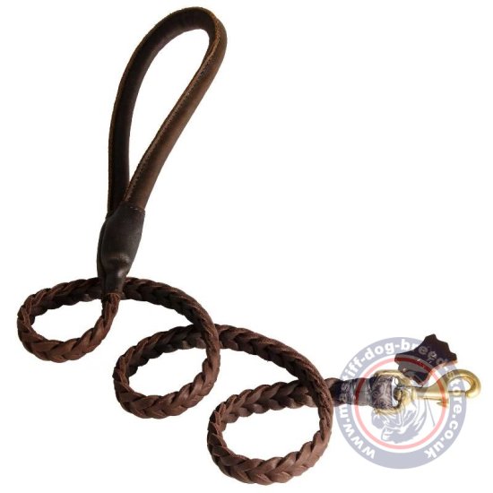 Plaited Mastiff Leash with Round Leather Handle