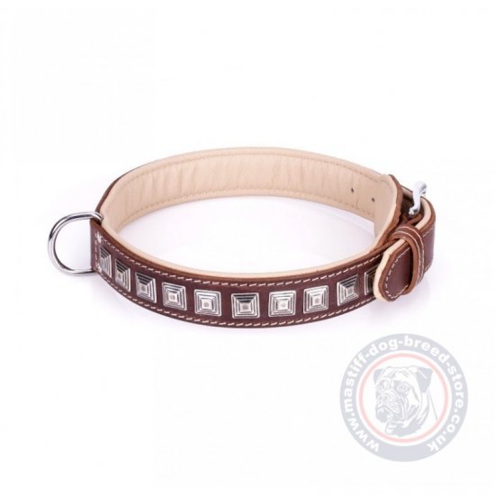 Leather Dog Collar For Mastiff "Pyramid"