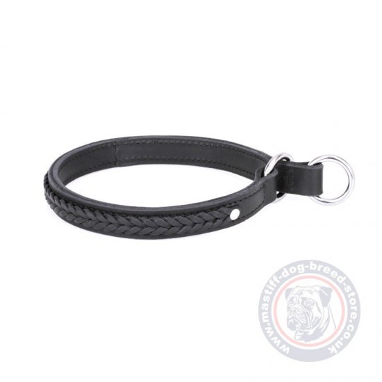 Braided Leather Choke Dog Collar for Mastiff Training