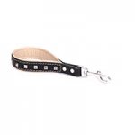 Padded Handle Dog Leash with Nappa Lining and Studs
