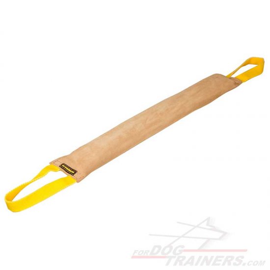 Dog Biting Toy for Mastiff Retrieve and Attack Training with Two Handles, Leather