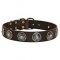Handmade Dog Collar Studded with Blue Stones