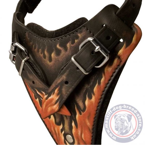 Handmade Dog Harness | Mastiff Harness for Agitation, Handpainted Design
