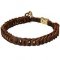 Brown Leather Chain Dog Collar for Cane Corso Mastiff