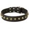 Soft Leather Dog Collar with Brass Pyramids for Mastiff