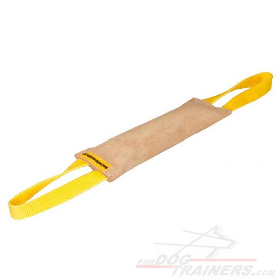 Tug Dog Toy for Mastiff Training with Two Handles, Natural Leather