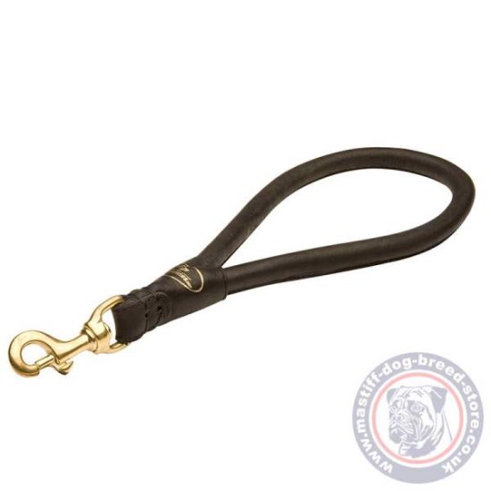 Leather Dog Lead-Handle with Strong Cord Inside for Mastiff Control