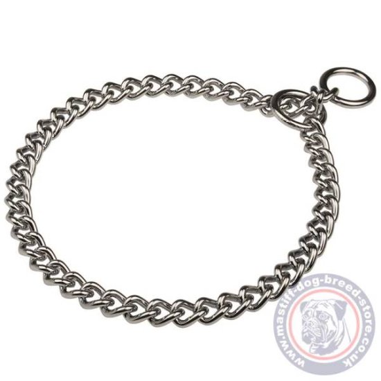 Mastiff Chain Collar Herm Sprenger of Chrome Plated 4 mm Wire Gauge