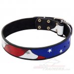 Luxury Leather Dog Collars for Mastiff Dogs With Handmade "American Flag" Painting