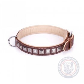 Leather Dog Collar For Mastiff "Pyramid"