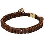 Brown Leather Choke Dog Collar for Dogue De Bordeaux Mastiff