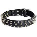 Aggressive Dog Collar Design with 3 Rows of Spikes