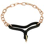 Martingale Chain Collar for Mastiff, Curogan Fur Saver with Leather Loop