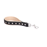 Padded Handle Dog Leash with Nappa Lining and Studs