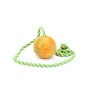 Hollow Rubber Dog Training Ball on Rope Launcher