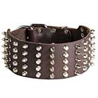 Handmade Leather Collar for Dogs with Spikes and Studs, Extra Wide