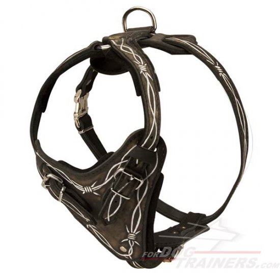 Designer Dog Harness for for Mastiff Training 'Barbed Wire'