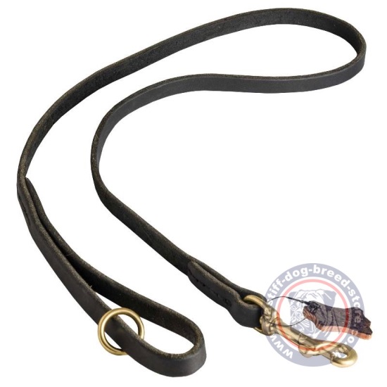 Leather Dog Leash with Handle for Mastiff Walking