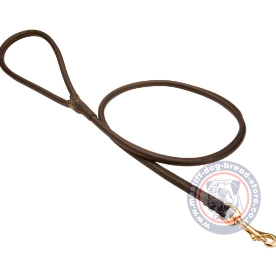 Round Leather Dog Lead with Nylon Cord Inside Super Strong