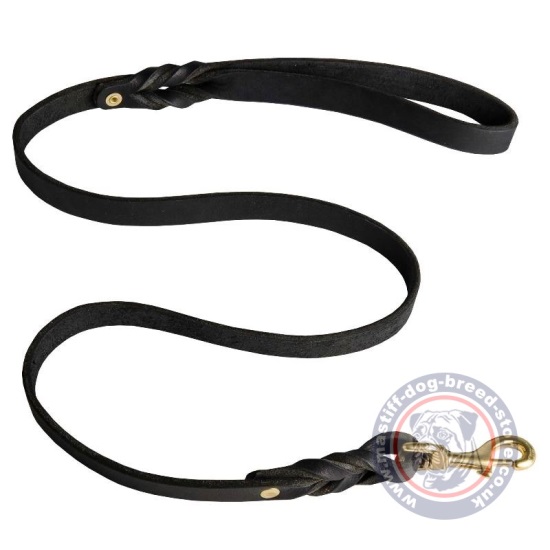 Leather Mastiff Leash with Handle & Braided Ends
