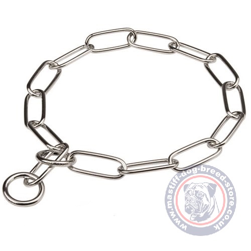 Mastiff Choke Chain with Long Links Fur Saver 4 mm Chrome