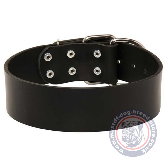 Extra Wide 2 Inch Leather Dog Collar for Mastiff Large Breeds