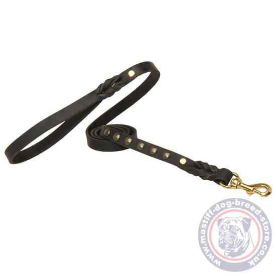 Mastiff Leash for Dog Walking, Luxury Studded Leather