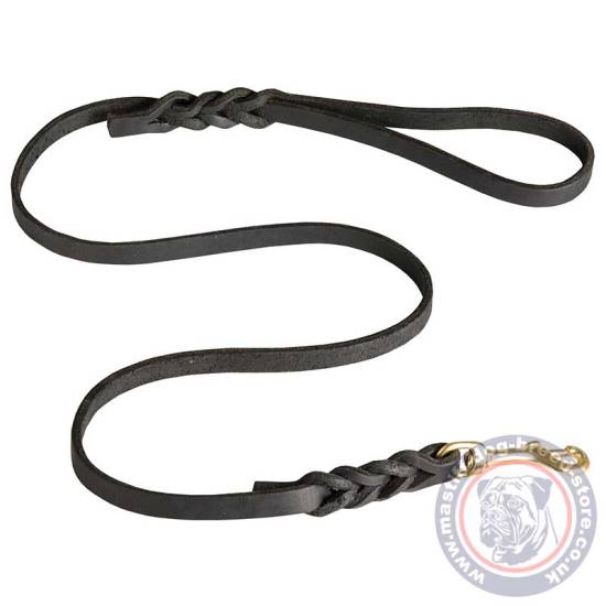 Natural Leather Dog Lead, All-In-One for Mastiff Training and Walking