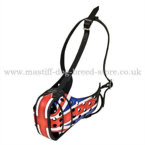 K9 Dog Muzzle for Mastiff Training with Painting Union Jack