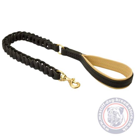 Thick Braided Dog Leash with Soft Handle for Large Dogs
