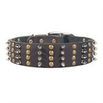 Wide Dog Collars of Spiked and Studded Leather for Mastiff